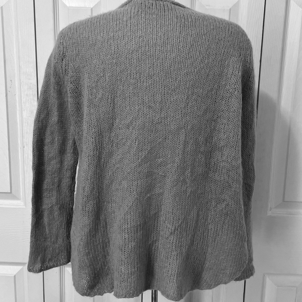 Wooden Ships Charcoal Light Weight V-Neck Mohair and Wool Blend Sweater - Picture 3 of 6